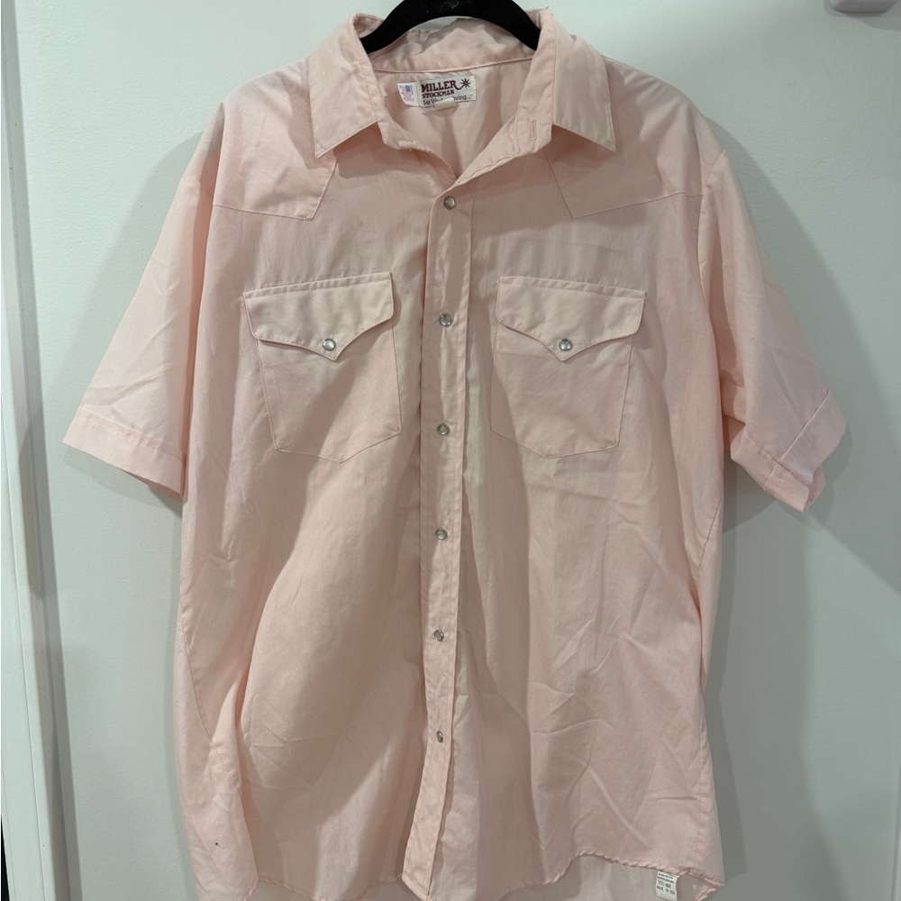 Men’s Short-Sleeve Western Shirt - Light Pink